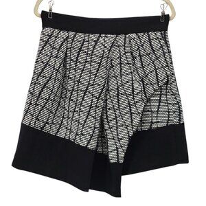 NEW Banana Republic Womens 8 Skirt Asymmetrical Jacquard Tweed Black White